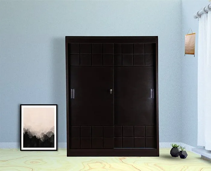 VIVDeal Noir Wenge Checkered Sliding Wardrobe